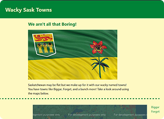 thumbnail of wacky sask towns homepage